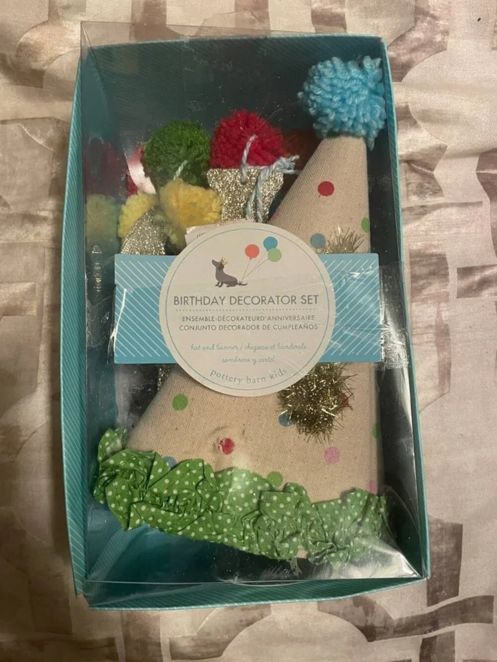 NWT Pottery Barn Kids Birthday Decorator Set | Banner and birthday hat